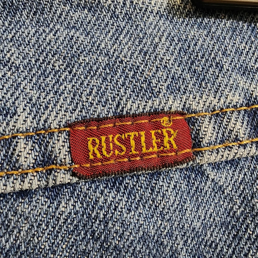 Rustler Men's Straight Leg Denim Jeans 34x34 Medium Blue Wash Workwear